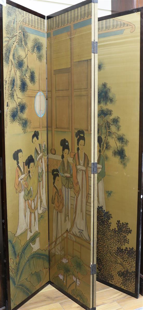A four fold Oriental screen, W.184cm